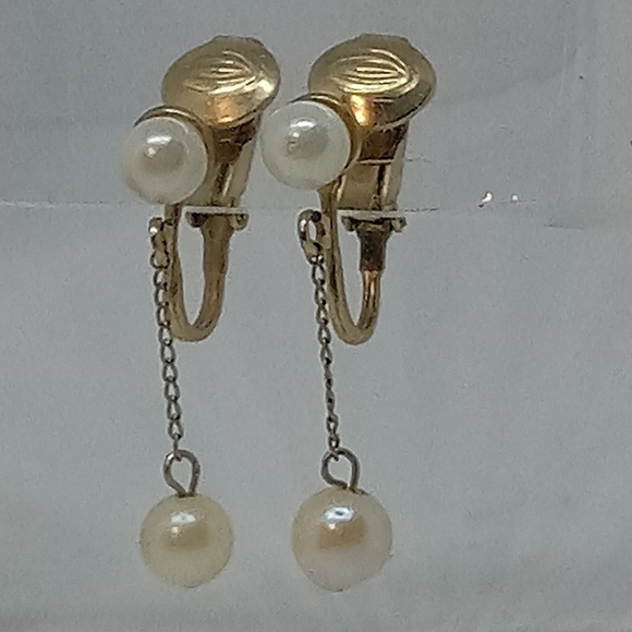 Winard Jewelry Vintage Winard 2k Gold Fill Genuine Pearl Dangle